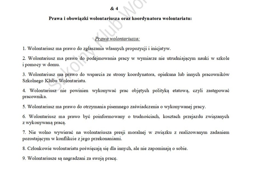 Szkolny Klub Wolontariusza program własny wolontariat