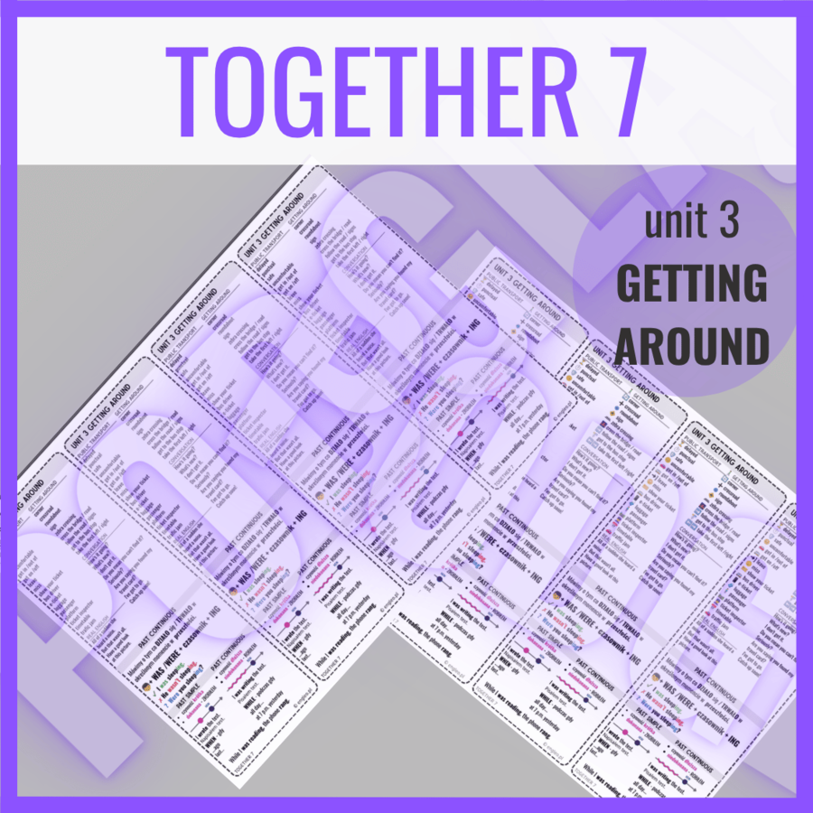 Together 7 unit 3 GETTING AROUND- zakładki do książki / słownictwo i gramatyka