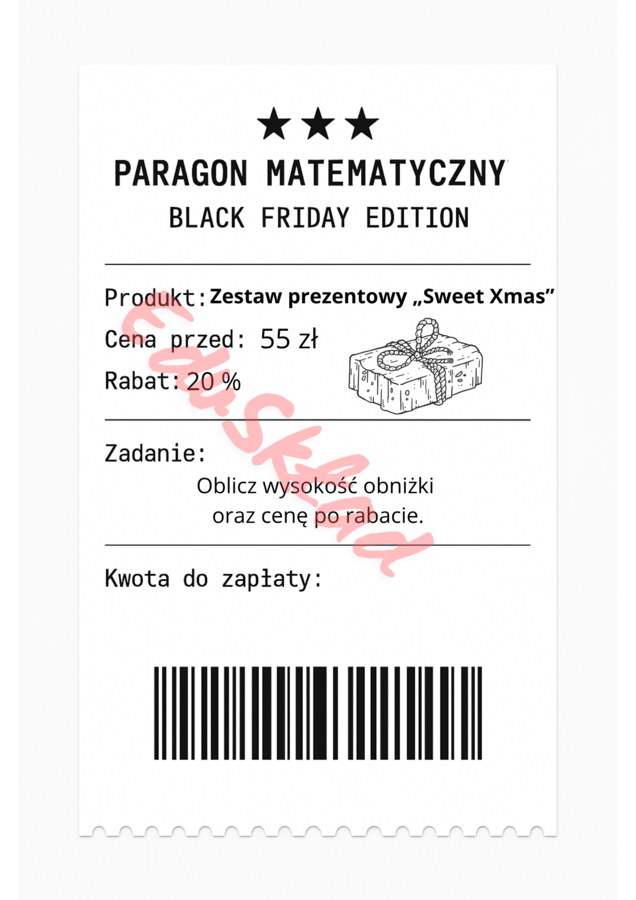 ⭐53 PARAGONY MATEMATYCZNE – BLACK FRIDAY EDITION (różne poziomy trudności / podwójne rabaty/ zamiast kartkówki)