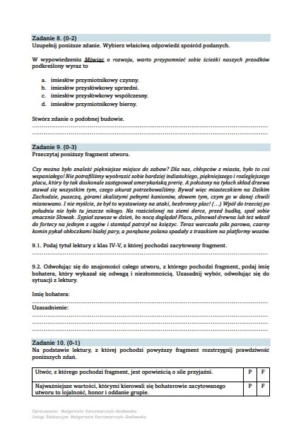 Czytanie ze zrozumieniem teksty nieliterackie "60 kroków + lektury IV-VI"
