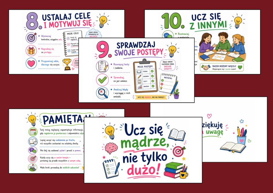 🎓SPOSOBY NA SKUTECZNĄ NAUKĘ – prezentacja, 2 karty pracy i ankieta dla uczniów klas 4–8 - powrót do szkoły