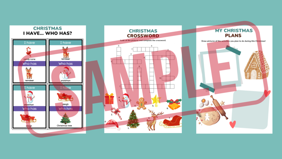 CHRISTMAS MEGA PACK – zestaw gier, kart pracy i aktywności świątecznych dla klas 1–3 | Christmas Worksheets (wykreślanki, kodowanie, krzyżówka, kolorowanki, gry typu memory, domino, Ja mam... Kto ma...i WIĘCEJ!)