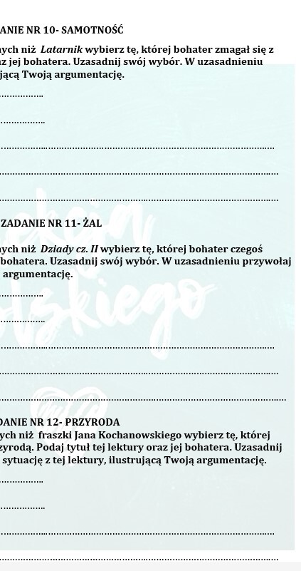 PRZED EGZAMINEM ÓSMOKLASISTY- BOHATER, KTÓRY...ANALOGIE MIĘDZY UTWORAMI, ARGUMENTACJA