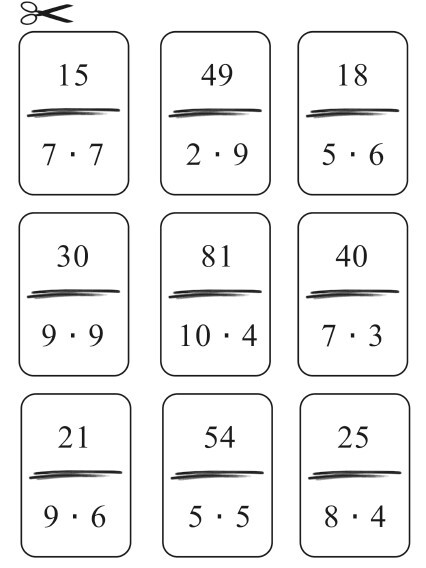 Domino - tabliczka mnożenia w zakresie 100