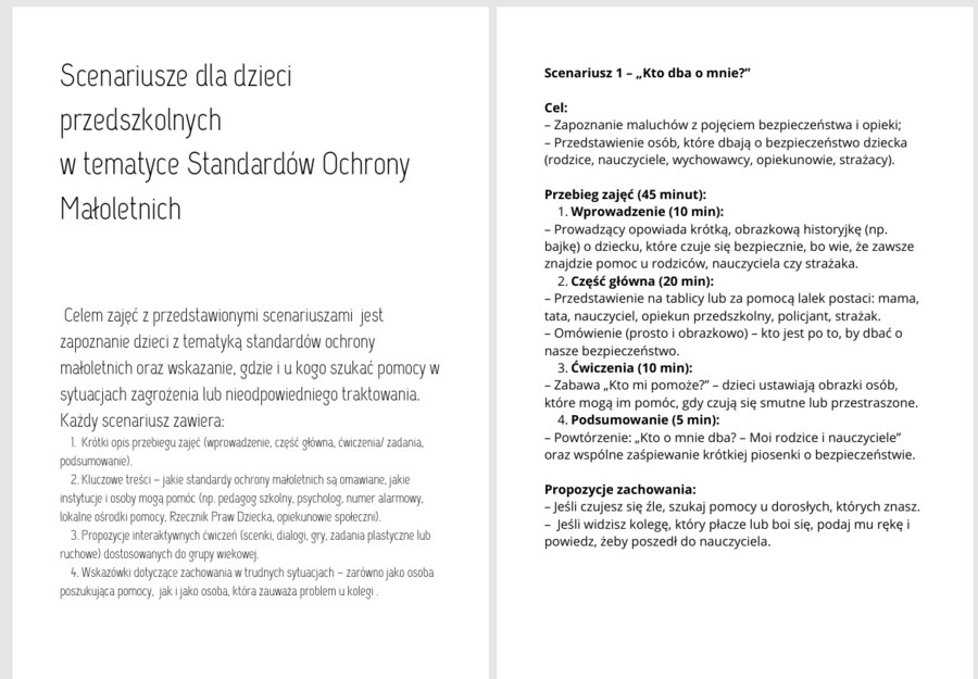 6 Scenariuszy dla dzieci przedszkolnych w tematyce Standardów Ochrony Małoletnich