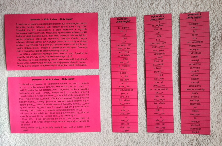 Dyktanda - zestaw 4 dyktand z różnymi trudnościami