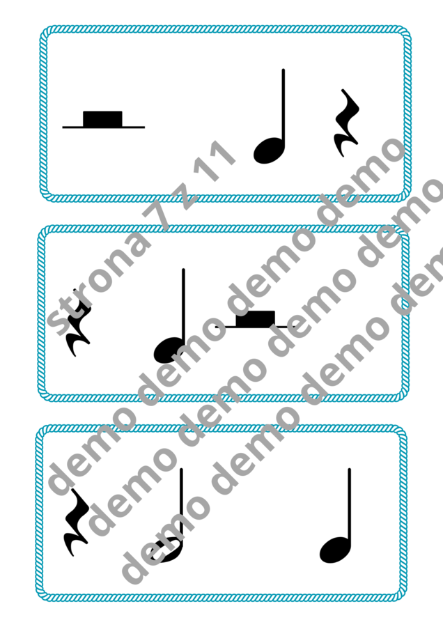 Muzyka. Karty do nauki wartości rytmicznych i ćwiczeń praktycznych. Metrum 4/4.