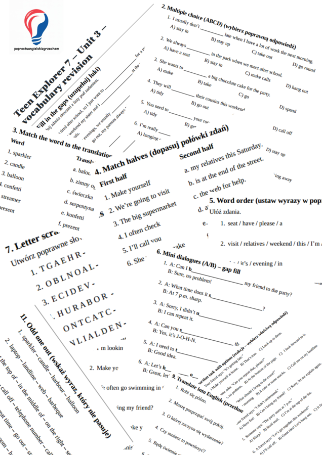 Teen Explorer 7 – Unit 3 – vocabulary revision