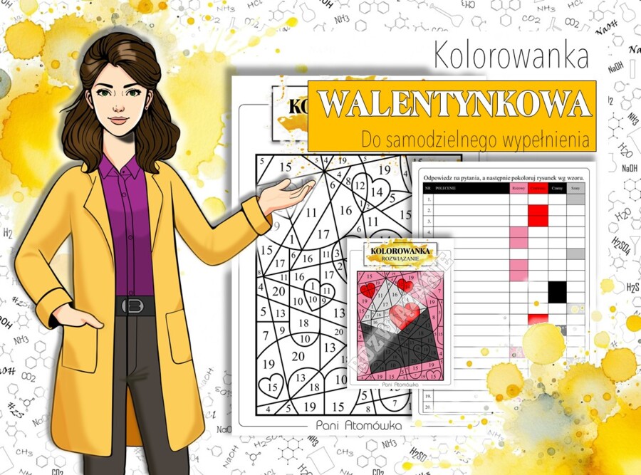 Klasa 4,5,6,7,8. Pusta kolorowanka do samodzielnego wypełnienia. Walentynki. Karta pracy. Zadanie.