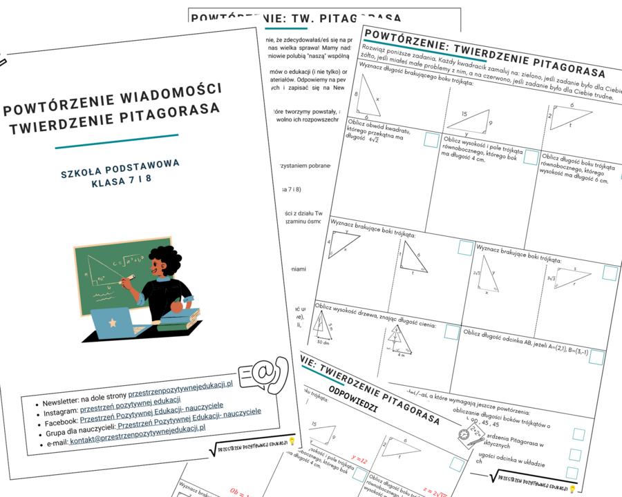 Twierdzenie Pitagorasa - powtórzenie