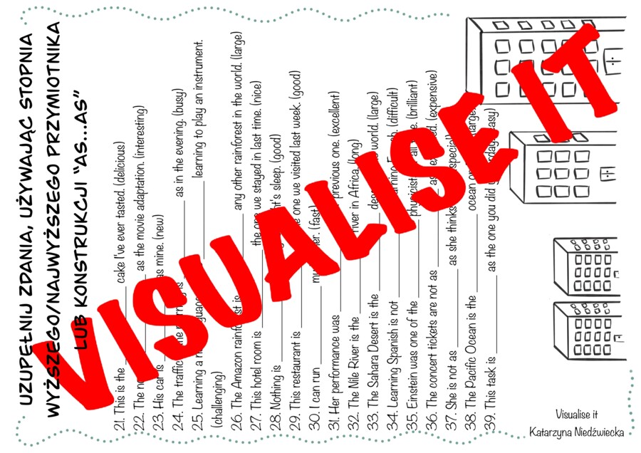 ADJECTIVES STOPNIOWANIE PRZYMIOTNIKÓW sketchnotki + karty pracy