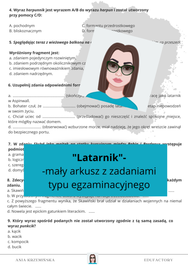"Latarnik" - mały arkusz z zadaniami typu egzaminacyjnego E8