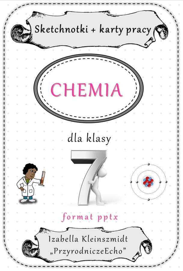 Megazestaw sketchnotek (notatek) i kart pracy na cały rok szkolny do chemii w klasie 7 (zgodne w wydawnictwem MAC) – do każdej lekcji. Do zestawu dodaję w gratisie linki do niekomercyjnych prezentacji multimedialnych na każdą lekcję