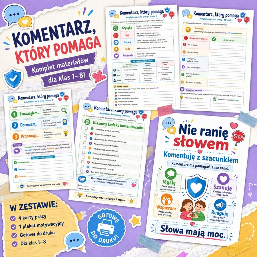 Komentarz, który pomaga - antyhejtowa karta pracy