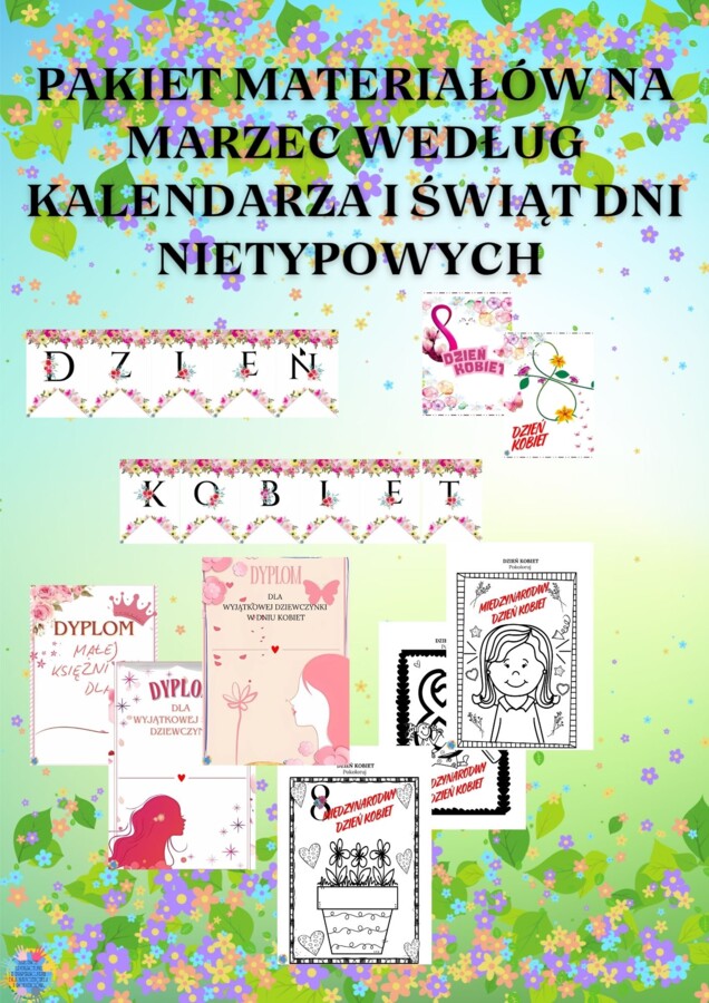 PAKIET MATERIAŁÓW NA MARZEC WEDŁUG KALENDARZA ŚWIĄT I DNI NIETYPOWYCH