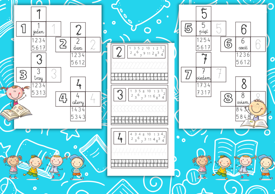 Wklejki do zeszytu - liczby