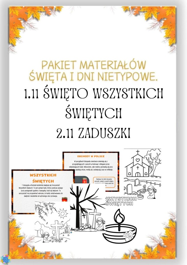 PAKIET MATERIAŁÓW NA LISTOPAD WEDŁUG KALENDARZA ŚWIĄT I DNI NIETYPOWYCH.