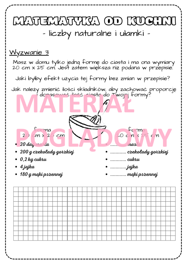 Projekt edukacyjny - klasa 6, 7, 8. Innowacja pedagogiczna. Obliczenia praktyczne. Matematyka od kuchni.