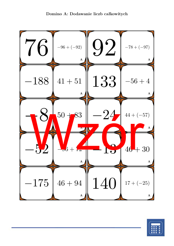 Domino - Dodawanie liczb całkowitych | matematyka