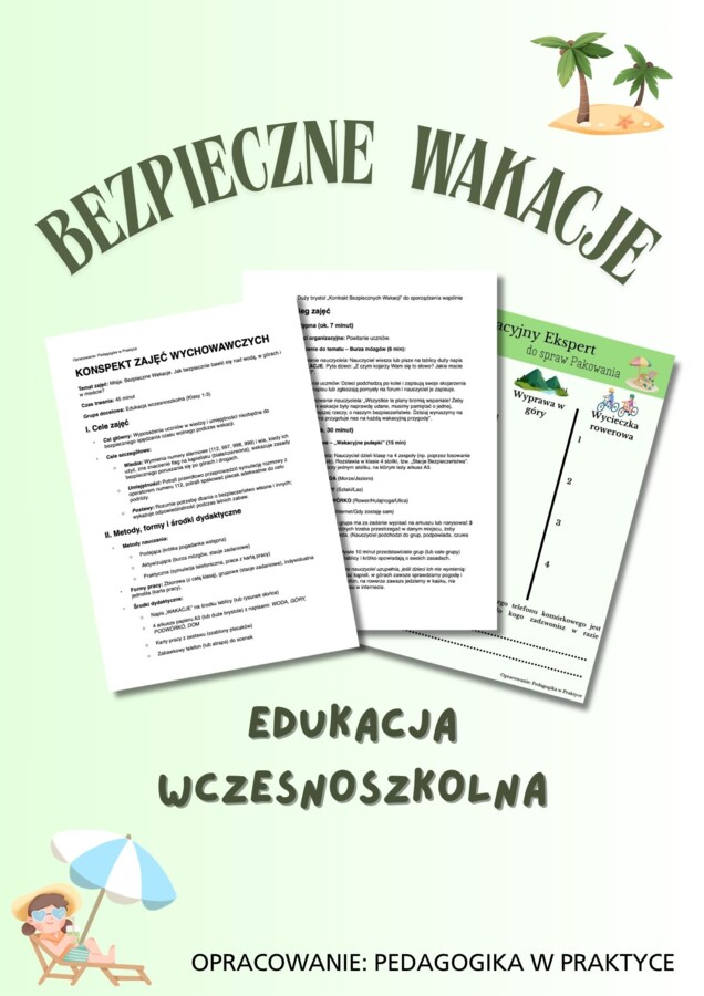 Bezpieczne Wakacje KLASY 1-3 | Gotowy Konspekt Lekcji + Karta Pracy