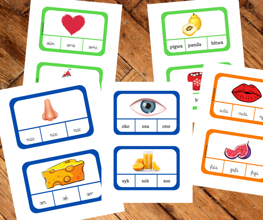 HIIT! Klamerkowe czytanie - zestaw wyrazów 3,4 i 5- literowych