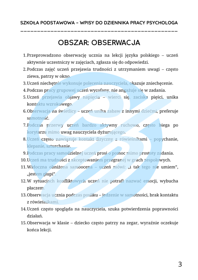 Psycholog w szkole podstawowej – przykładowe wpisy do dziennika