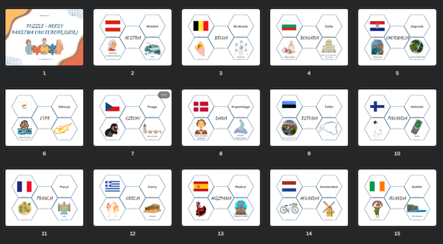 PUZZLE-HEKSY państwa Unii Europejskiej