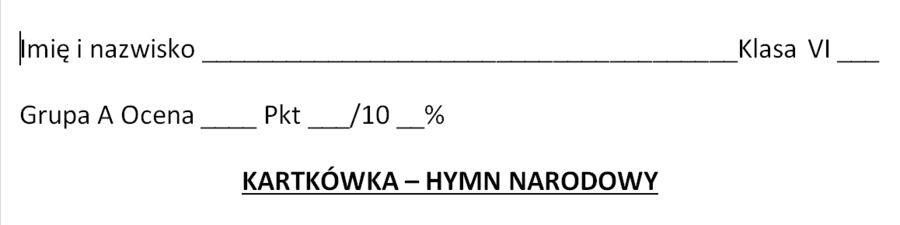 Kartkówka - hymn narodowy