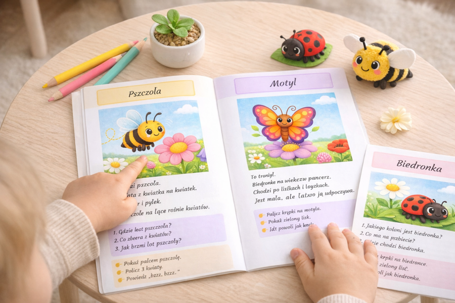 Kto lata nad łąką? – mini książeczka o owadach i kwiatach
