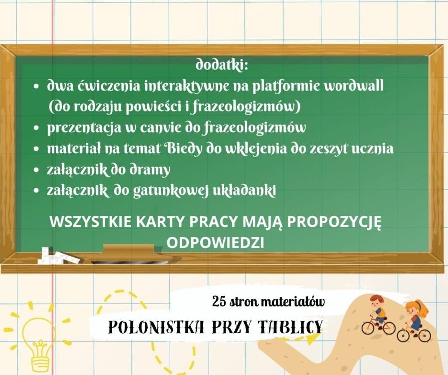 Zestaw - karty pracy z propozycją odpowiedzi i scenariusze lekcji "Tajemnica domu w Bielinach" 25 stron
