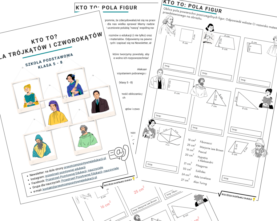 Kto to: pola trójkątów i czworokątów