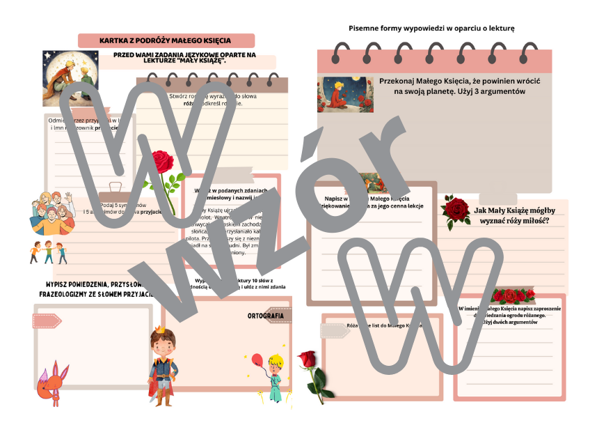 Karta pracy na podstawie lektury "Mały Książę"