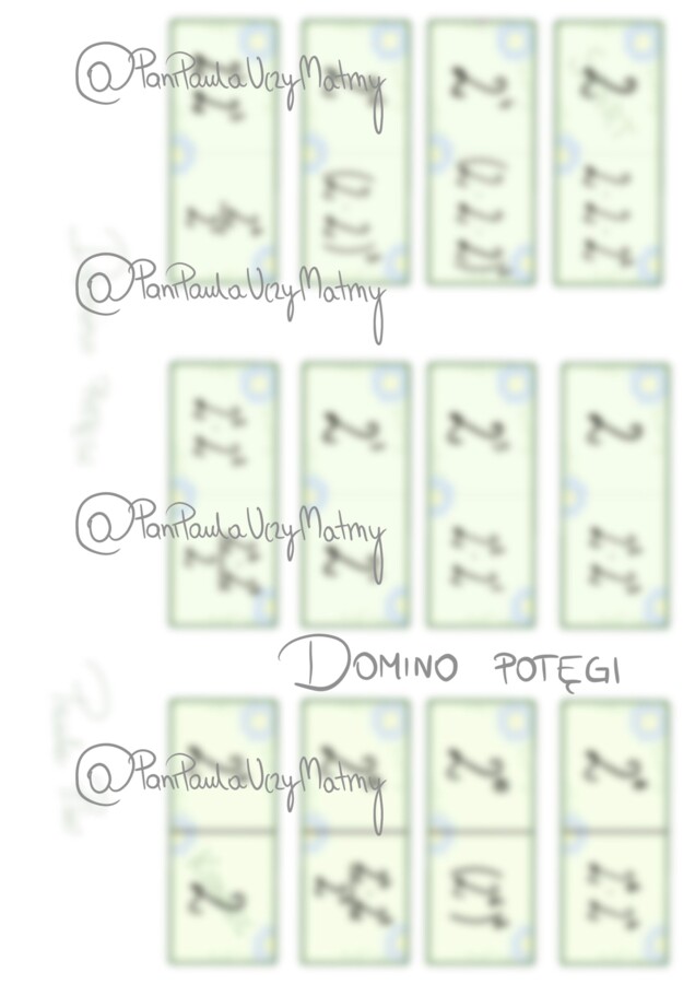 Matematyczne Domino: Mnożenie i Dzielenie Potęg o Jednakowych Podstawach. Ręcznie malowane.