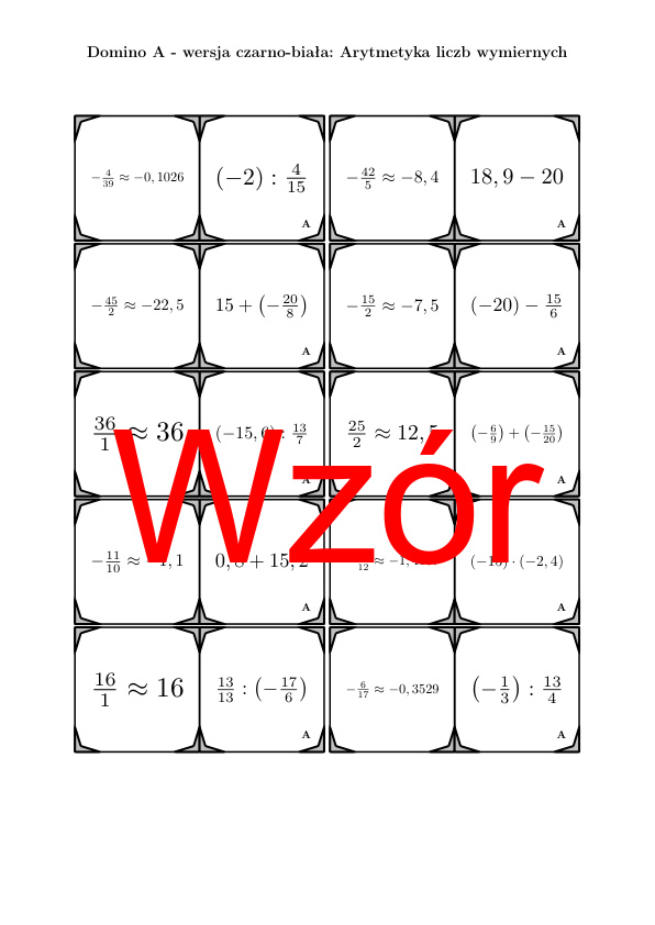 Domino - Arytmetyka liczb wymiernych | matematyka