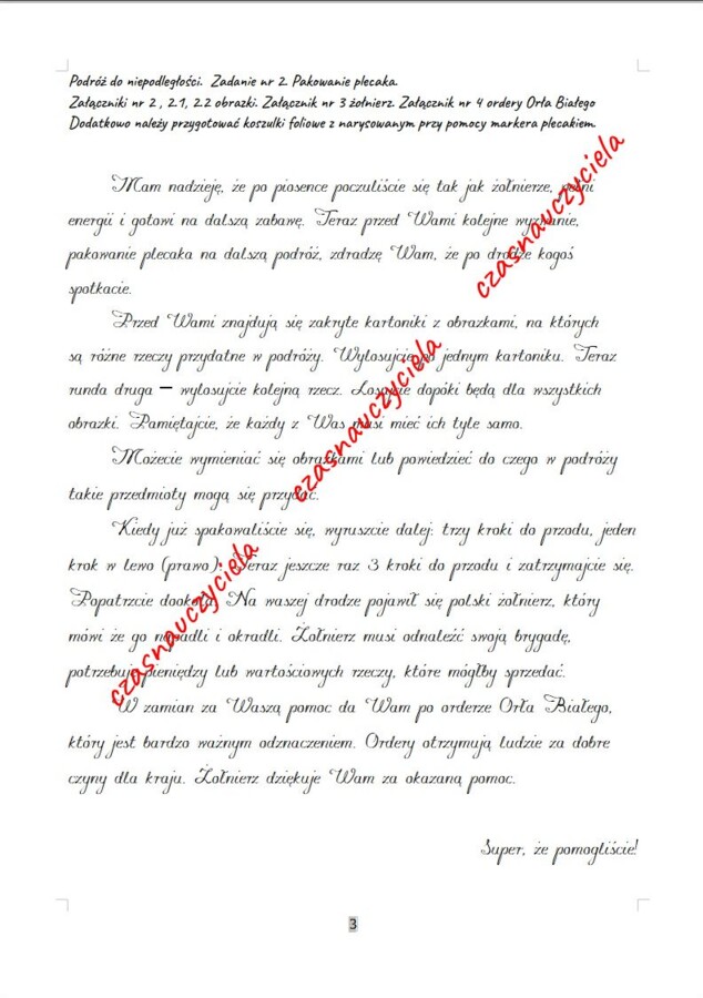 Podróż do niepodległości - gra przedszkolna