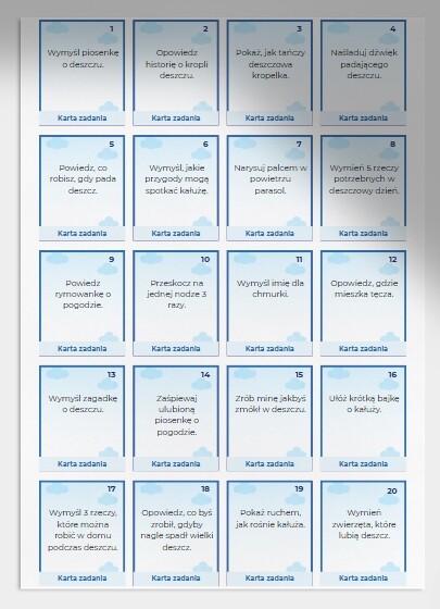 Gra planszowa „Ucieczka przed deszczem”