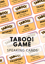 TABOO – GAME - 120 Speaking Cards – gra językowa – kreatywny angielski – ice-breaker - pomysł – zestaw – A2 – B1