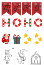 Napis Mikołaj, HOHOHO, Kolorowanki, Elementy dekoracji