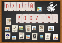 Gazetka: Dzień poczty, Dzień znaczka pocztowego, girlanda, ciekawostki, materiały gotowe do druku.