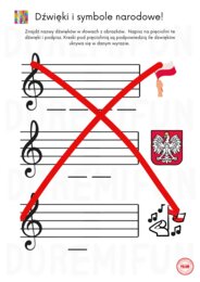 Karta pracy - nazwy dźwięków w symbolach narodowych.