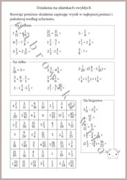 Działania na ułamkach zwykłych - kodowanka