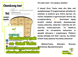 Chemiczny tost na Dzień Tosta -nazwy i wzory sumaryczne alkanów, alkenów i alkinów /kalendarz świąt nietypowych/