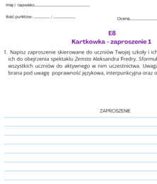 Zaproszenie 2 - kartkówka, egzamin ósmoklasisty, klasa 8