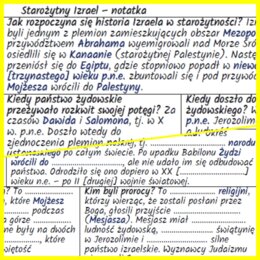 Starożytny Izrael – notatka i karta pracy