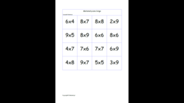 Matematyczne bingo- utrwalanie mnożenia