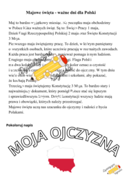 Majowe święta - ważne dni dla Polski (  klas 2-4)  zróżnicowane zadania