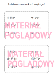 Szybkie karteczki - dodawanie, odejmowanie, mnożenie, dzielenie ułamków, działania na ułamkach (karta pracy, kartkówka kl 4, 5, 6, 7, 8)