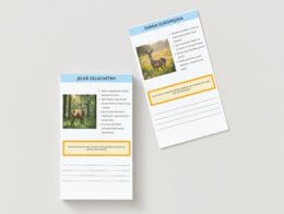 Karty z infografiką lokalnej fauny i flory. Gatunki roślin i zwierząt