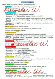 CZĘŚCI ZDANIA: podmiot, orzeczenie, dopełnienie, przydawka, okolicznik - plakat, notatka z wyjaśnieniem i przykładami