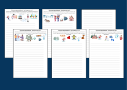 ZIMOWE OPOWIADANIE – 5 kart pracy – kl. 4-6 – ćwiczenia redakcyjne – zima - ikonki